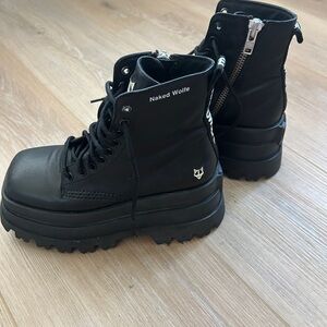 Naked Wolfe Black Chunky Boots
